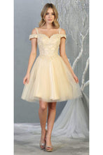 Load image into Gallery viewer, Cold Shoulder Graduation Dress - LA1809 - CHAMPAGNE - LA Merchandise