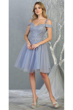Load image into Gallery viewer, Cold Shoulder Graduation Dress - LA1809 - DUSTY BLUE - LA Merchandise