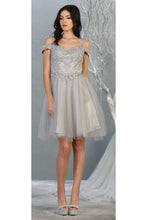 Load image into Gallery viewer, Cold Shoulder Graduation Dress - LA1809 - SILVER - LA Merchandise