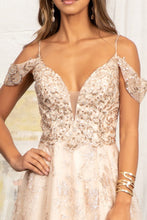 Load image into Gallery viewer, Cold Shoulder Mesh A-line Dress - LAS3070 - Champagne - Dresses LA Merchandise