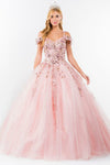 Load image into Gallery viewer, La Merchandise LAS1969 Cold Shoulder Glitter Detailed Quince Ball Gown - BLUSH - LA Merchandise