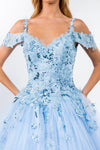 Load image into Gallery viewer, La Merchandise LAS1969 Cold Shoulder Glitter Detailed Quince Ball Gown - - LA Merchandise