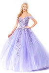 Load image into Gallery viewer, La Merchandise LAS1969 Cold Shoulder Glitter Detailed Quince Ball Gown - LILAC - LA Merchandise