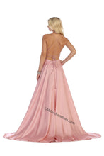Load image into Gallery viewer, Cris cross straps full length satin dress with high front slit- LA1642 - - LA Merchandise