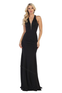 Cris cross straps long Ity dress- LA1636 - black - LA Merchandise