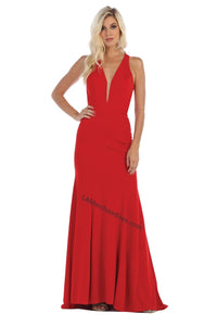 Cris cross straps long Ity dress- LA1636 - red - LA Merchandise