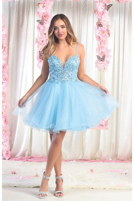 La Merchandise LA1888 Cute Fit & Flare Short Homecoming Party Dress - BABY BLUE - LA Merchandise