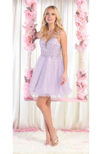 Cute Short Party Dress - LA1888 - LILAC - LA Merchandise