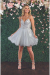Load image into Gallery viewer, La Merchandise LA1888 Cute Fit &amp; Flare Short Homecoming Party Dress - SILVER - LA Merchandise