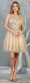 Load image into Gallery viewer, Cute sleeveless short dress- LA1817 - CHAMPAGNE GOLD - Dress LA Merchandise