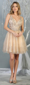 Cute sleeveless short dress- LA1817 - CHAMPAGNE/GOLD - Dress LA Merchandise