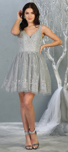 Cute sleeveless short dress- LA1817 - SILVER - Dress LA Merchandise
