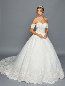 Off Shoulder Ball Gown Wedding Dress - LADK462