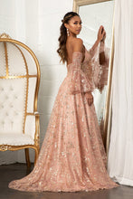 Load image into Gallery viewer, La Merchandise LAS3002 Detachable Long Sleeves Floral Formal Gown - - LA Merchandise