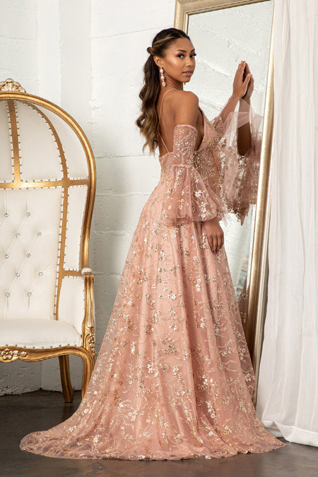 green emerald velvet dress Long Sleeves Floral Lace Tea Length Mother of The Bride Dress main image 1