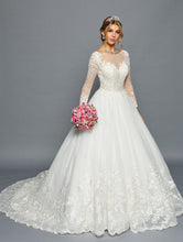 Load image into Gallery viewer, Long Sleeve A-Line Wedding Dress - LADK454