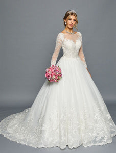 Long Sleeve A-Line Wedding Dress - LADK454