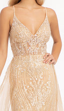 Load image into Gallery viewer, La Merchandise LAS3043 Long V-Neck Formal Dress w/ Overlay Skirt Train - - LA Merchandise