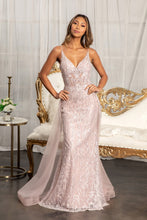 Load image into Gallery viewer, La Merchandise LAS3043 Long V-Neck Formal Dress w/ Overlay Skirt Train - MAUVE - LA Merchandise