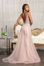 Load image into Gallery viewer, La Merchandise LAS3043 Long V-Neck Formal Dress w/ Overlay Skirt Train - - LA Merchandise