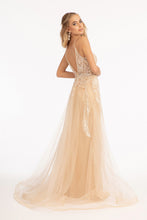 Load image into Gallery viewer, La Merchandise LAS3043 Long V-Neck Formal Dress w/ Overlay Skirt Train - - LA Merchandise