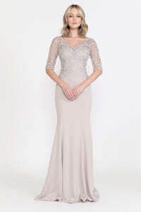 Elegant Mother of Bride dress- LAP8560 - Mocha - LA Merchandise