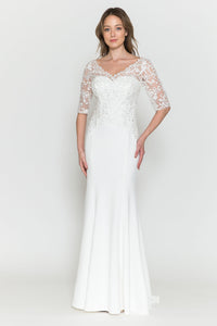 Elegant Mother of Bride dress- LAP8560 - Off White Ivory - LA Merchandise