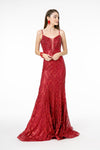 Load image into Gallery viewer, La Merchandise LAS2950 Embellished Spaghetti Straps Long Formal Gown - BURGUNDY - LA Merchandise