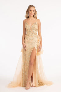La Merchandise LAS3004 Glitter Mermaid Formal Dress w/ Removable Train - - Dresses LA Merchandise