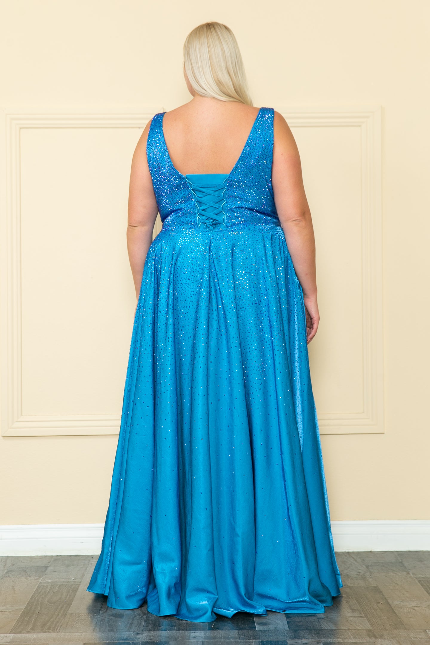 Embellished Plus Size Gown - LAYW1110 - OCEAN BLUE - LA Merchandise