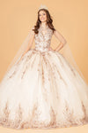 Load image into Gallery viewer, La Merchandise LAS3076 Removable Cape Embroidered Quinceanera Dress - CHAMPAGNE - LA Merchandise