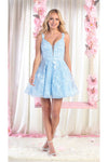 Load image into Gallery viewer, La Merchandise LA1896 Short Floral Embroidery A-line Homecoming Dress - BABY BLUE - LA Merchandise