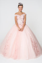 Load image into Gallery viewer, La Merchandise LAS2802 Off the Shoulder Embroidered Quince Ball Gown - BLUSH - LA Merchandise