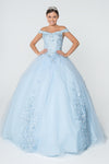 Load image into Gallery viewer, La Merchandise LAS2802 Off the Shoulder Embroidered Quince Ball Gown - BABY BLUE - LA Merchandise