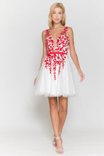 Load image into Gallery viewer, Embroidered Bridesmaids Dress - LAY8696 - WHITE RED - LA Merchandise