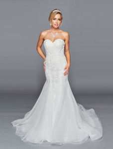 La Merchandise LADK440 Strapless Embroidered Mermaid Wedding Gown - IVORY - LA Merchandise