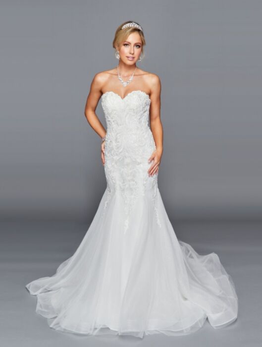 La Merchandise LADK440 Strapless Embroidered Mermaid Wedding Gown - IVORY - LA Merchandise