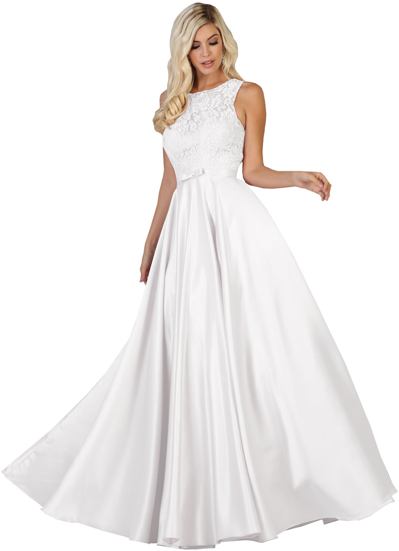 Sleeveless Bridal Gown- LA1688B - White - LA Merchandise