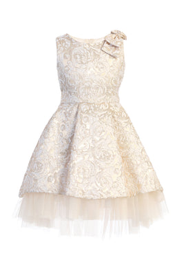 Fancy Hi Low Girls Dress - LAK806 - ivory - LA Merchandise