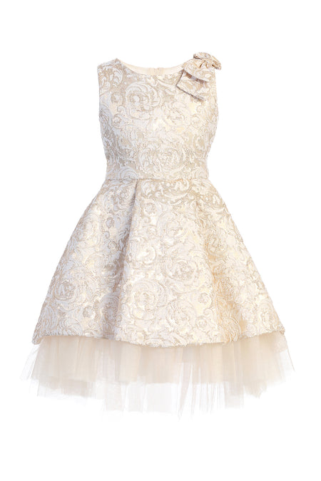 Fancy Hi Low Girls Dress - LAK806 - ivory - LA Merchandise