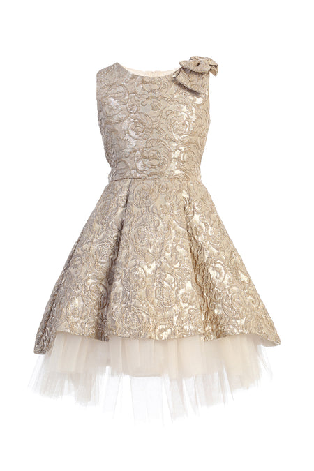 Fancy Hi Low Girls Dress - LAK806 - mocha - LA Merchandise