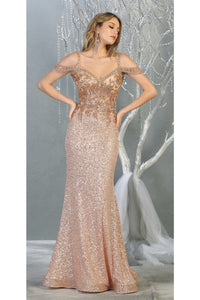 Fancy Off shoulder Formal Gown- LA7877 - - LA Merchandise