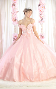 Floral Quince Dresses - LA166 - BLUSH - LA Merchandise