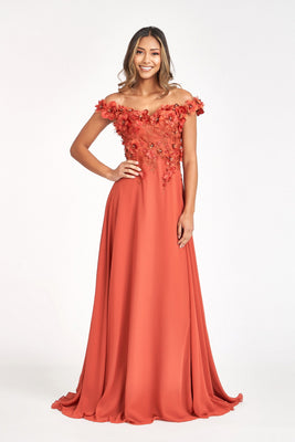 La Merchandise LAS3018 Floral Off the Shoulder Corset Formal MOB Dress - SIENNA - Dresses LA Merchandise