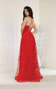 La Merchandise LA1885 Floral Lace Open Back Evening Prom Gown - - LA Merchandise