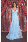 Load image into Gallery viewer, La Merchandise LA1885 Floral Lace Open Back Evening Prom Gown - BABY BLUE - LA Merchandise