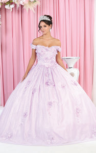 Floral Quince Ball Dress - LA161 - LILAC - La Merchandise