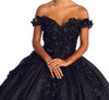 Load image into Gallery viewer, Floral Quince Ball Dress - LA161 - BLACK - La Merchandise