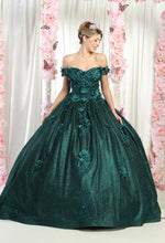 Load image into Gallery viewer, Floral Quince Ball Dress - LA161 - HUNTER GREEN - La Merchandise