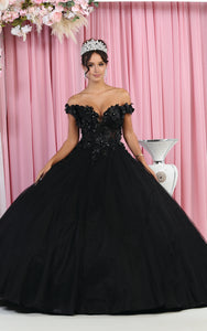 Floral Quince Dresses - LA166 - BLACK - LA Merchandise